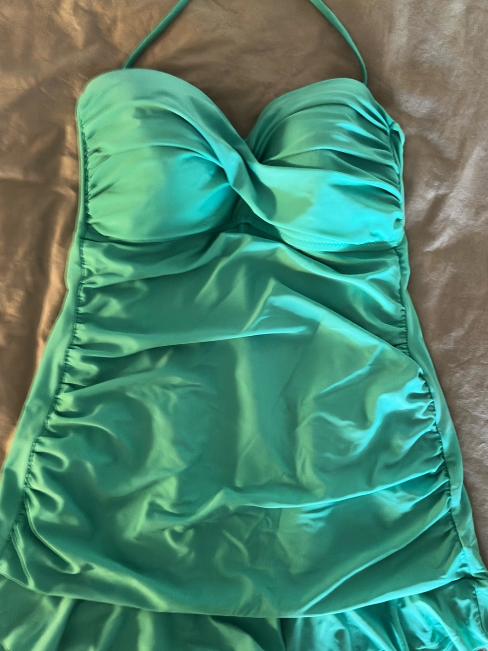 ABS Allen Schwartz Teal Halter Swimdress